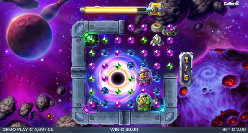 Recurso Black Hole de Pirots 4 alterando a grade do jogo